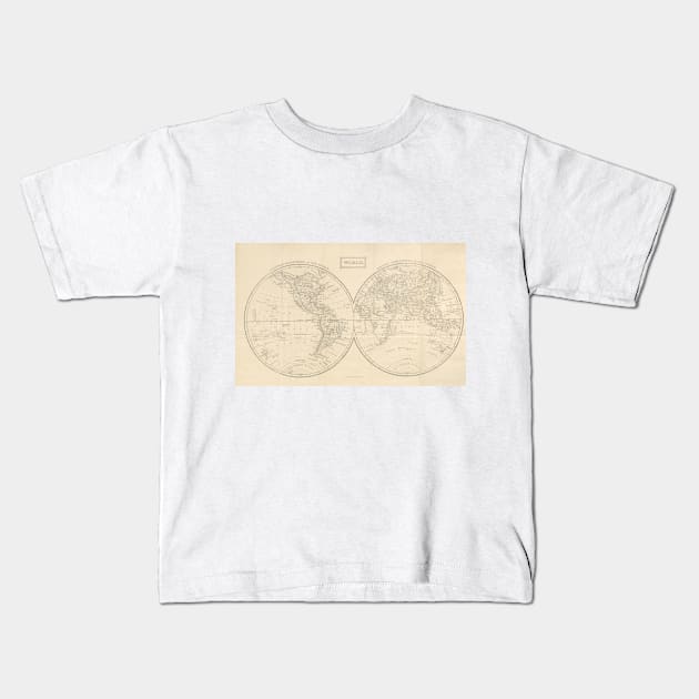 Vintage Map of The World (1857) Kids T-Shirt by Bravuramedia